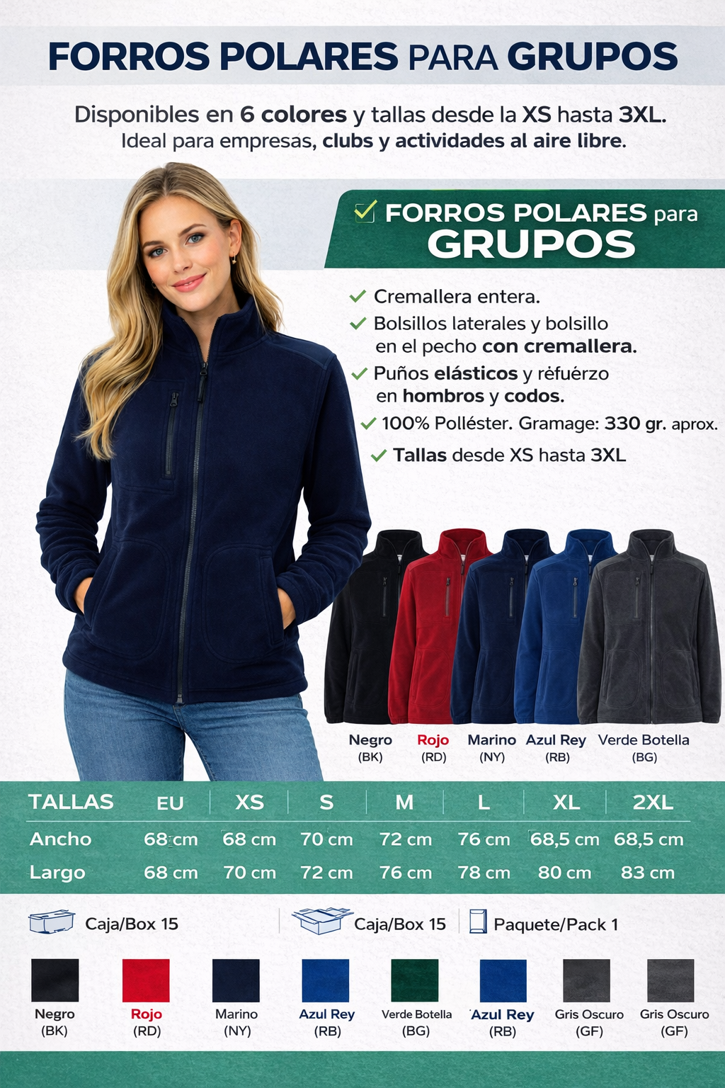 Mejora la imagen de tu equipo y asegúrate de que trabajen cómodos frente al frío. Nuestros forros polares para empresas combinan un diseño profesional con tejidos técnicos de alto gramaje. Una solución económica y profesional para uniformes de trabajo que refuerzan tu identidad corporativa mientras cuidas la salud de tu plantilla.